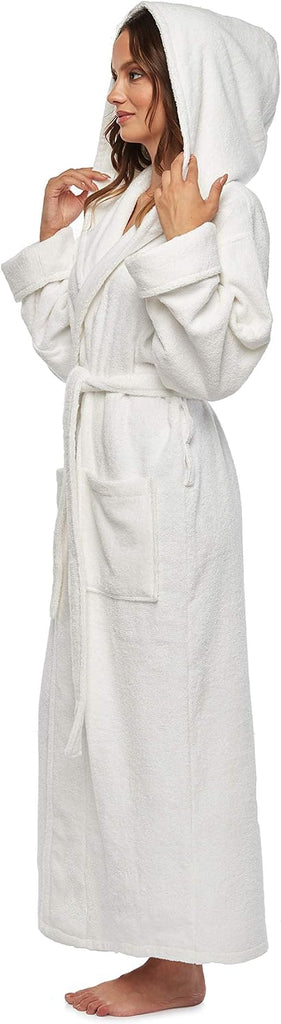 Women's Organic Certified Cotton Hooded Full Length Turkish Bathrobe | GOTS Certified