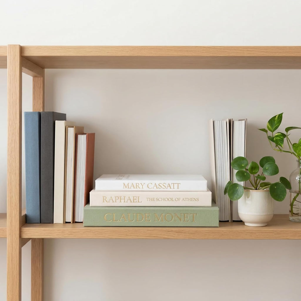 Sage Green Faux Book Box Set of 3 - Linen Decorative Books for Shelves, Fake Books for Decoration with Secret