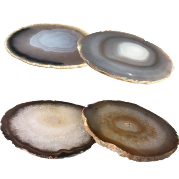 Agate Coasters- Set of 4 Unique and Beautiful Drink Coasters from Round Brazilan Agate Geodes.
