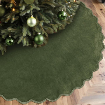 Green Christmas Tree Skirt 48 Inch Velvet Tree Skirts