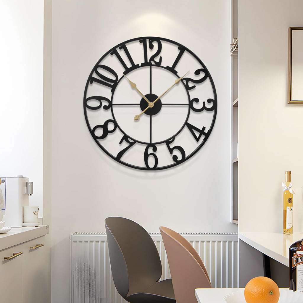 Oversized Wall Clock Decor - 40 Inch Silent Non-Ticking Wall Clocks Battery Operated, Metal Vintage Retro Decorative