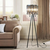 KU300168 Unique Romance Crystal Tripod Floor Lamp Black Suitable,Coffee Shop,4 Lights