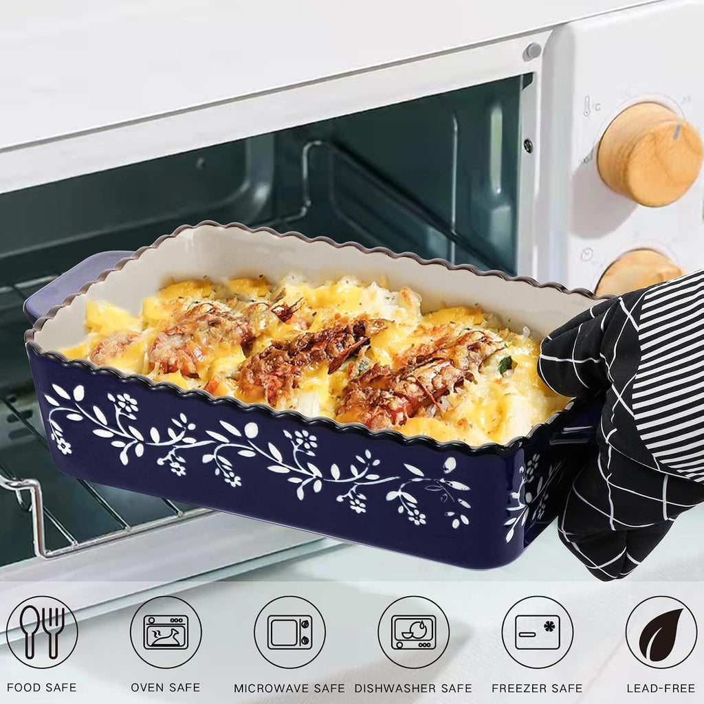 3 Pack Ceramic Bakeware Set Porcelain Rectangular Dish Lasagna Pans for Cooking Kitchen Casserole Dishes Cake Dinner