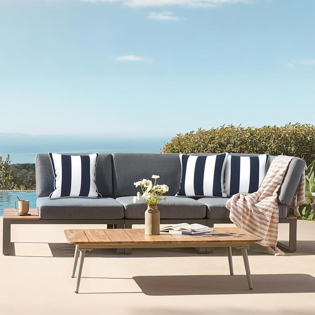 Outdoor Throw Pillow Covers Set of 2, Patio Waterproof Pillow Cases Fade Resistant Accent Pillow Covers, 18"x18"