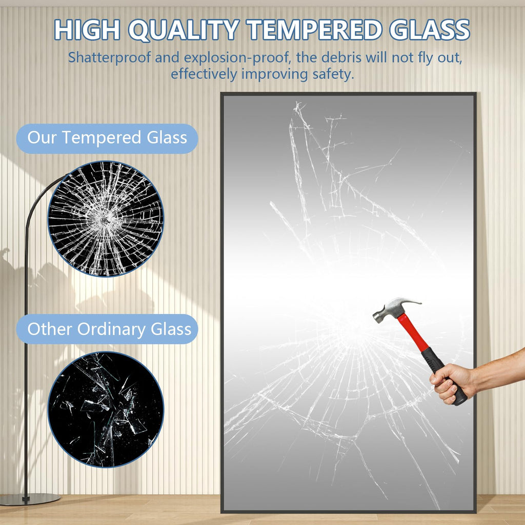 Large Mirror Full Length 72"X44", Oversized Floor Mirror with Stand