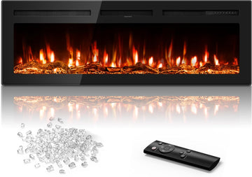 60 inch Electric Fireplace in-Wall Recessed 2026 Upgrade Wall Mounted Fireplace with Remote Control