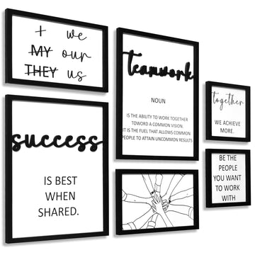 3D Wood Office Wall Art, Framed Inspirational Teamwork Wall Art, Motivational Quotes Wall Decor Break Conference Room