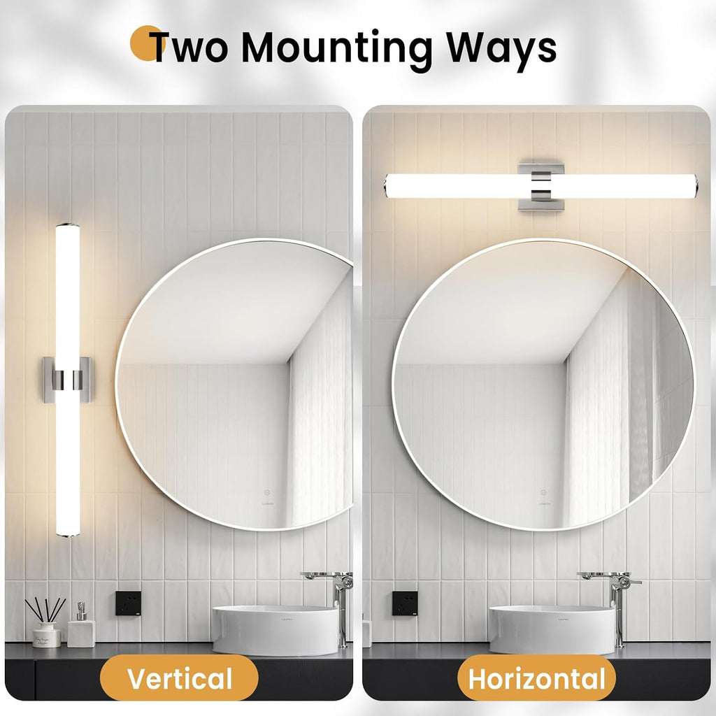 Bathroom Vanity Light Fixtures 31IN Brushed Nickel Bathroom Lights Over Mirror, 28W 3000K Dimmable LED Vanity Light