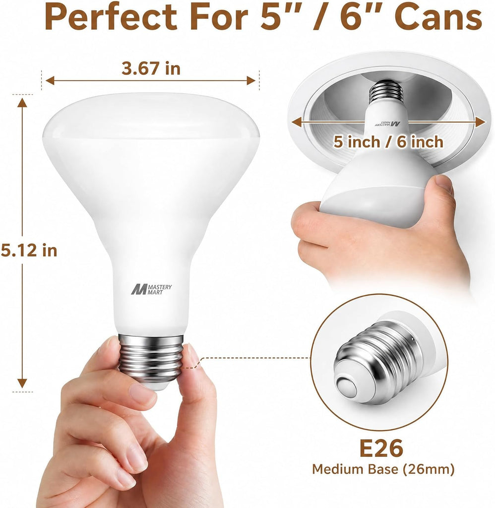 12 Pack BR30 LED Light Bulb, E26 Led Bulb 65 watt, 5000K Daylight 10W Dimmable 700 Lumen，Recessed Wide Flood Light