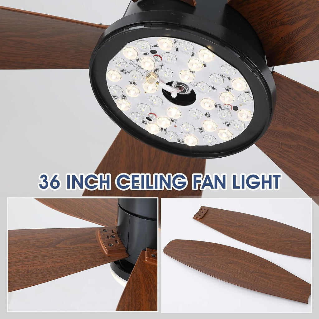 Ceiling Fans with Lights-48 Low Profile Ceiling Fan with Light and Remote/APP Control,Flush Mount,DC Reversible,LED Dimmable Modern Ceiling Fans for Bedroom,Indoor/Outdoor Patio Use(Brown)
