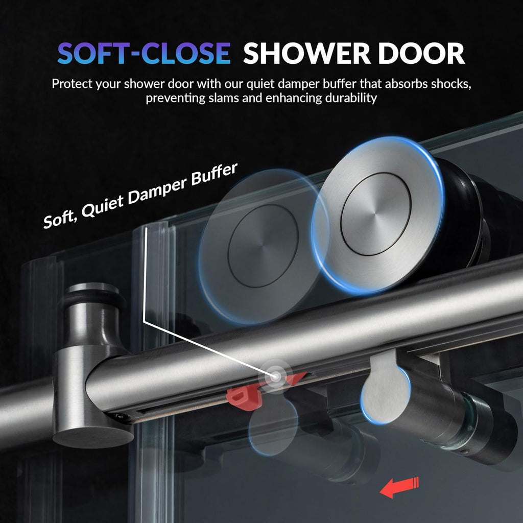 Frameless Single Sliding Shower Doors in Brushed Nickel Finish
