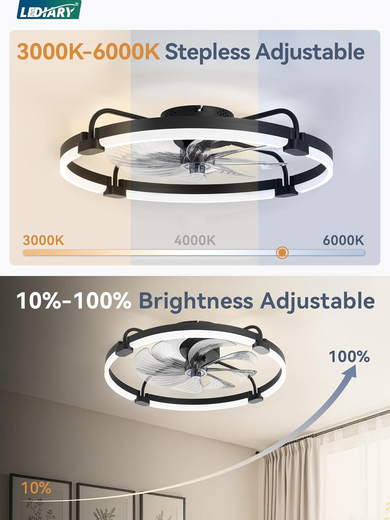 Ceiling Fans with Lights and Remote, 24'' Low Profile Ceiling Fan with Light