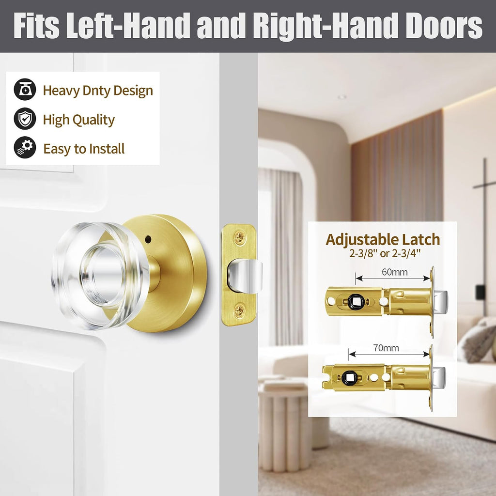 Glass Door Knobs Gold Door Knob Interior Satin Brass Privacy Door Knob and Bathroom Crystal Door Knob