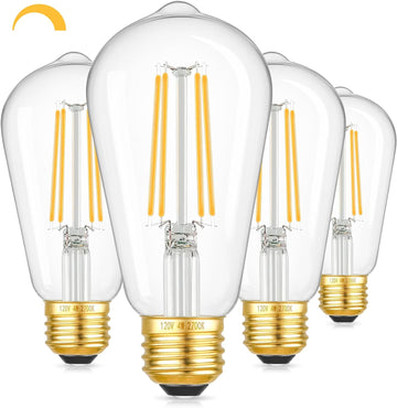 Dimmable Vintage LED Edison Bulbs, 4W 40W Equivalent LED Bulbs, ST58 Antique LED Filament Bulbs, 2700K Warm White LED