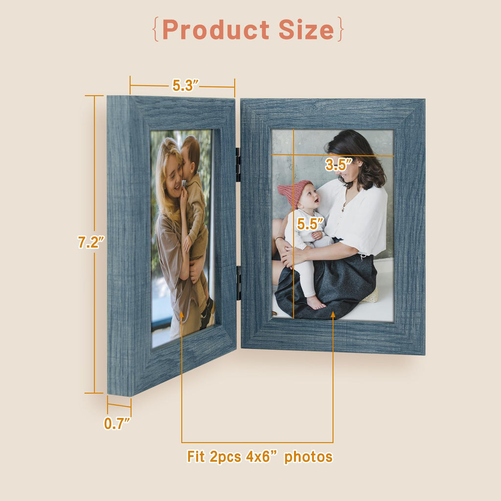4x6 Double Picture Frame Blue, 1 Pack