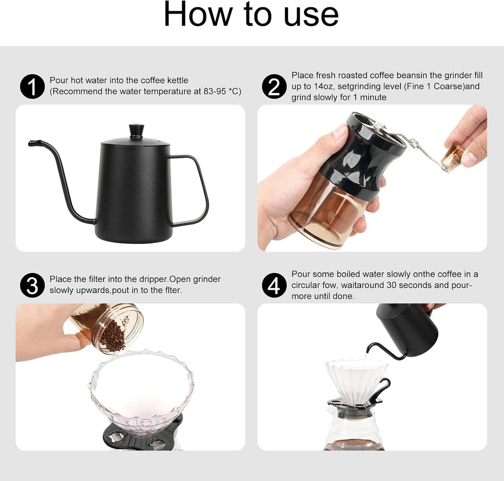 Pour Over Coffee Maker Set, All in One Portable Coffee Maker, Ideal Brewing and Travel, Coffee Lover Gift