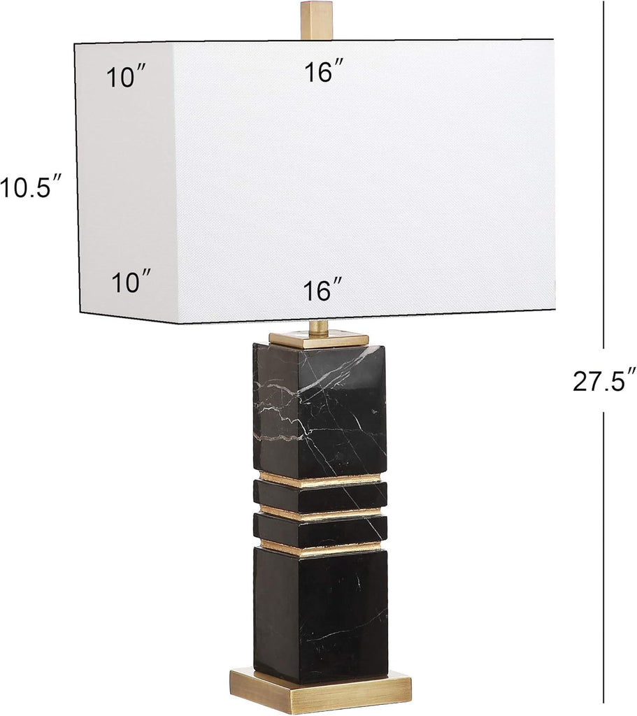 Jaxton Modern Black/ Gold Marble 28-inch Bedroom Living Room Home Office Desk Nightstand Table Lamp (LED Bulb Included)
