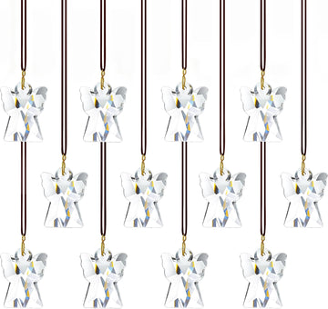 12 Pcs Clear Crystal Angel Prisms Chandelier Window Hanging Decor - Clear Glass Angel Prism Suncatcher Rainbow