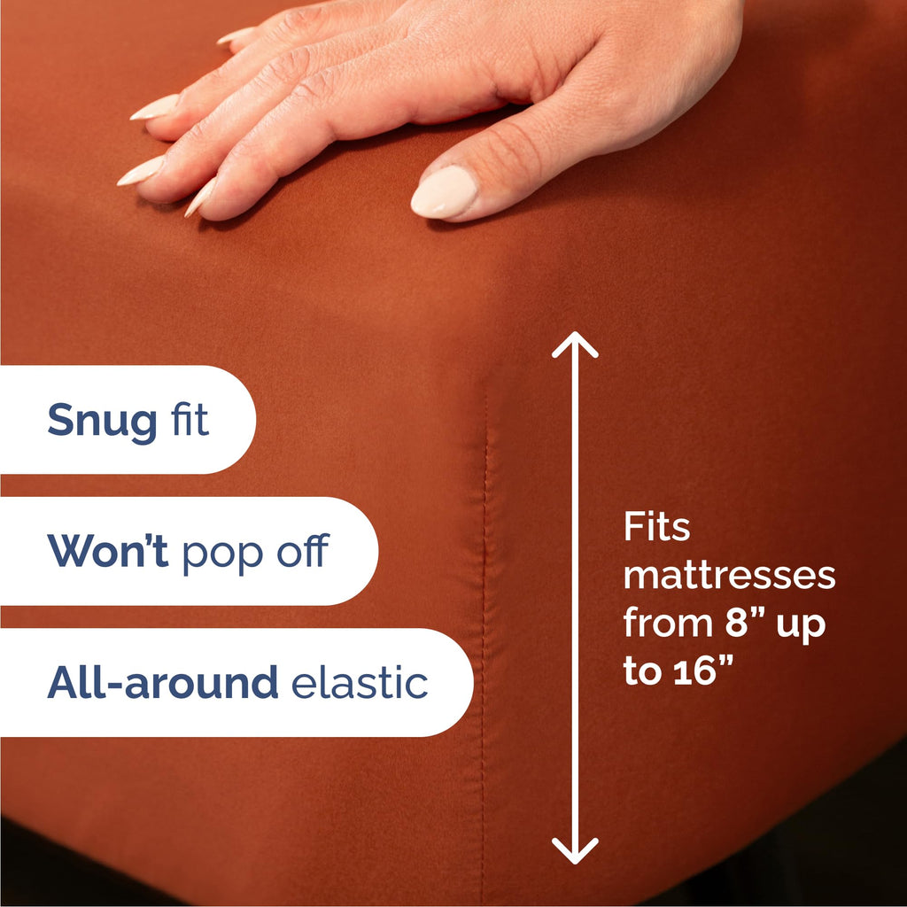 CGK Queen 6pc Bed Sheet Set - Breathable & Cooling - Terracotta