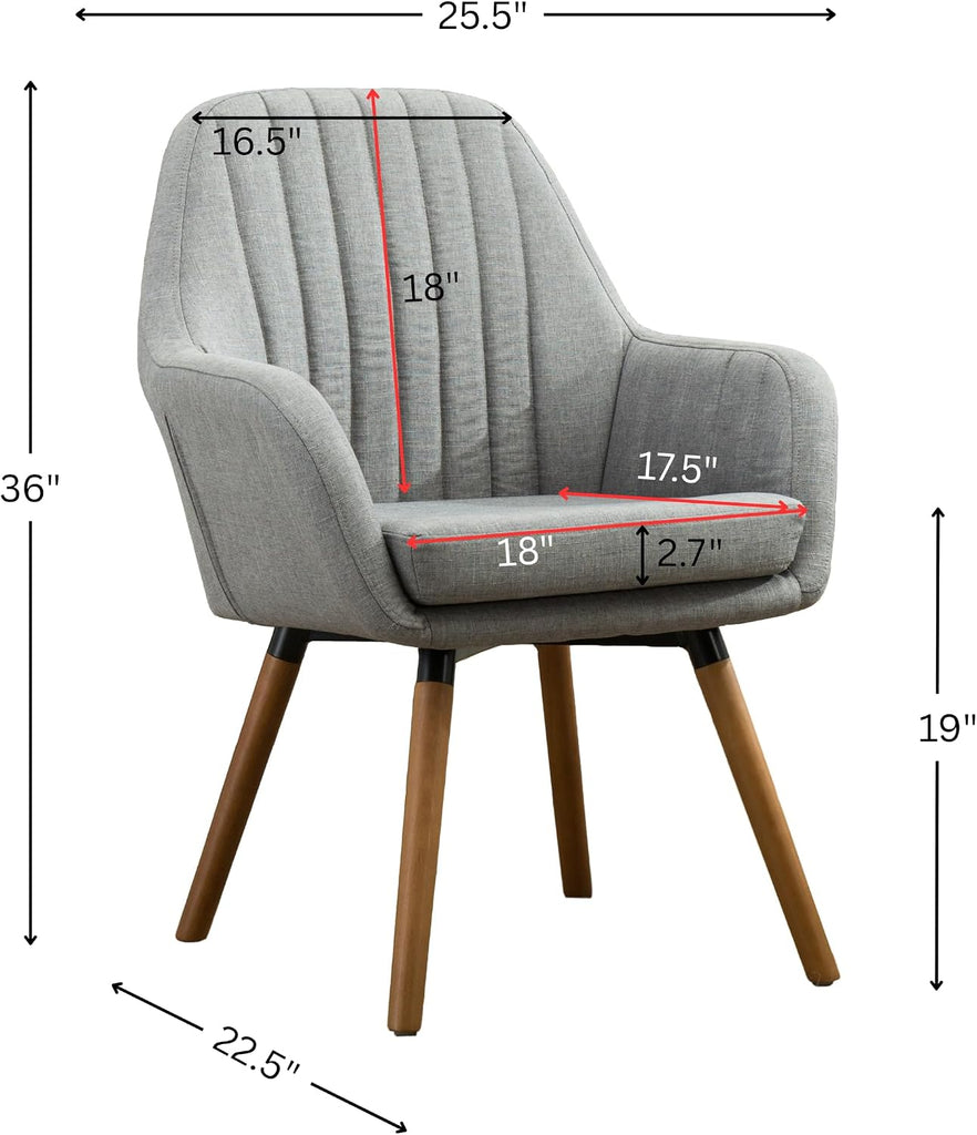 Tuchico Contemporary Fabric Accent Chair,Arm Rest, Gray