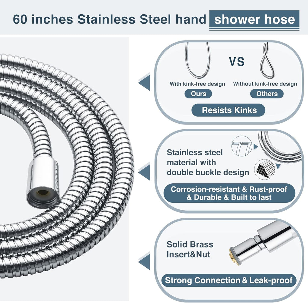 High Pressure Dual Shower Head Combo, Handheld Showerhead Rainfall Shower Head Combo with Black Face