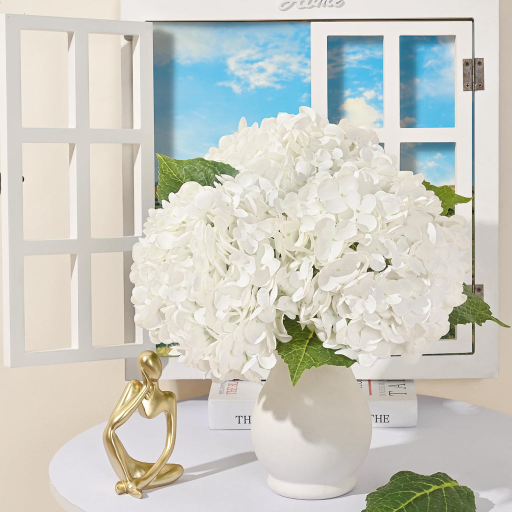 3Pcs 21in Hydrangea Artificial, Latex Real Touch Hydrangeas Lifelike Large Hydrangea Decor Party Arrangements