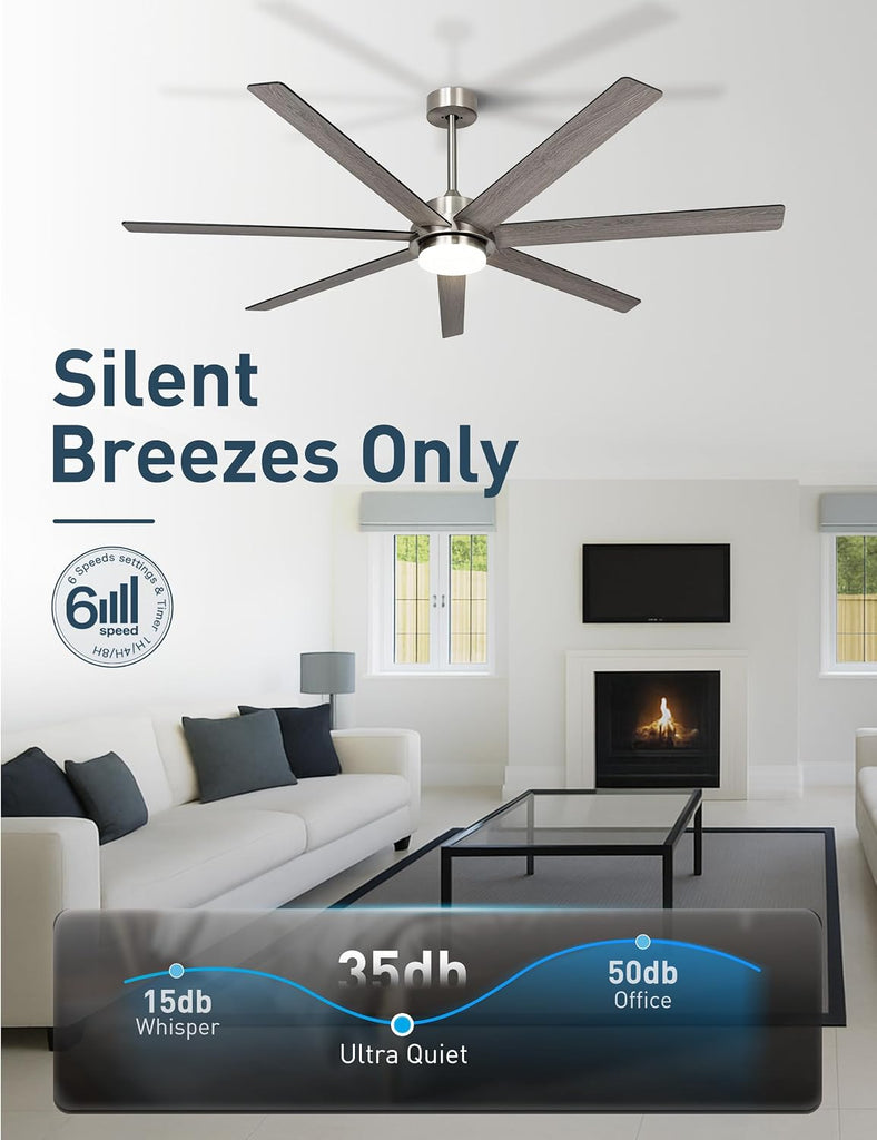 65 Inch Large Smart Ceiling Fan with Light and Remote via WIFI Alexa APP Control,Dimmable
