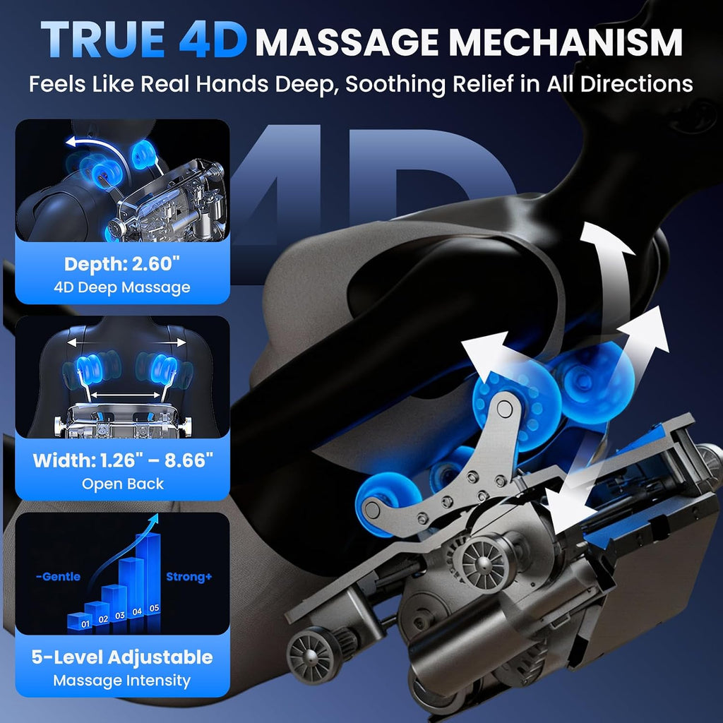 4D Massage Chair Full Body with Space Walk & Ankle Stretch, 2026 Zero Gravity 55" SL-Track Shiatsu Massage Chair