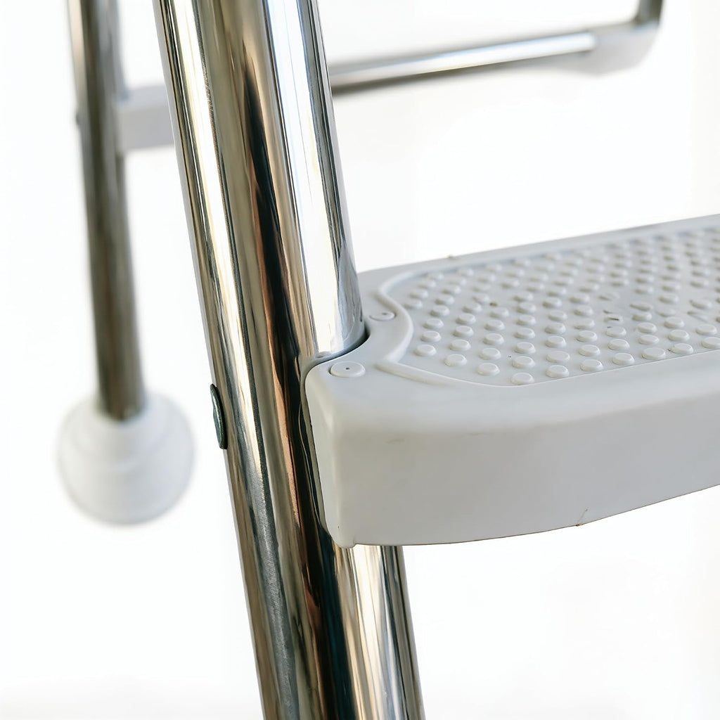 4 Step in & Above Ground Pool Ladder, 304 Stainless Steel Single Sided in-Pool Steps, 330LBS Non-Slip White Treads &
