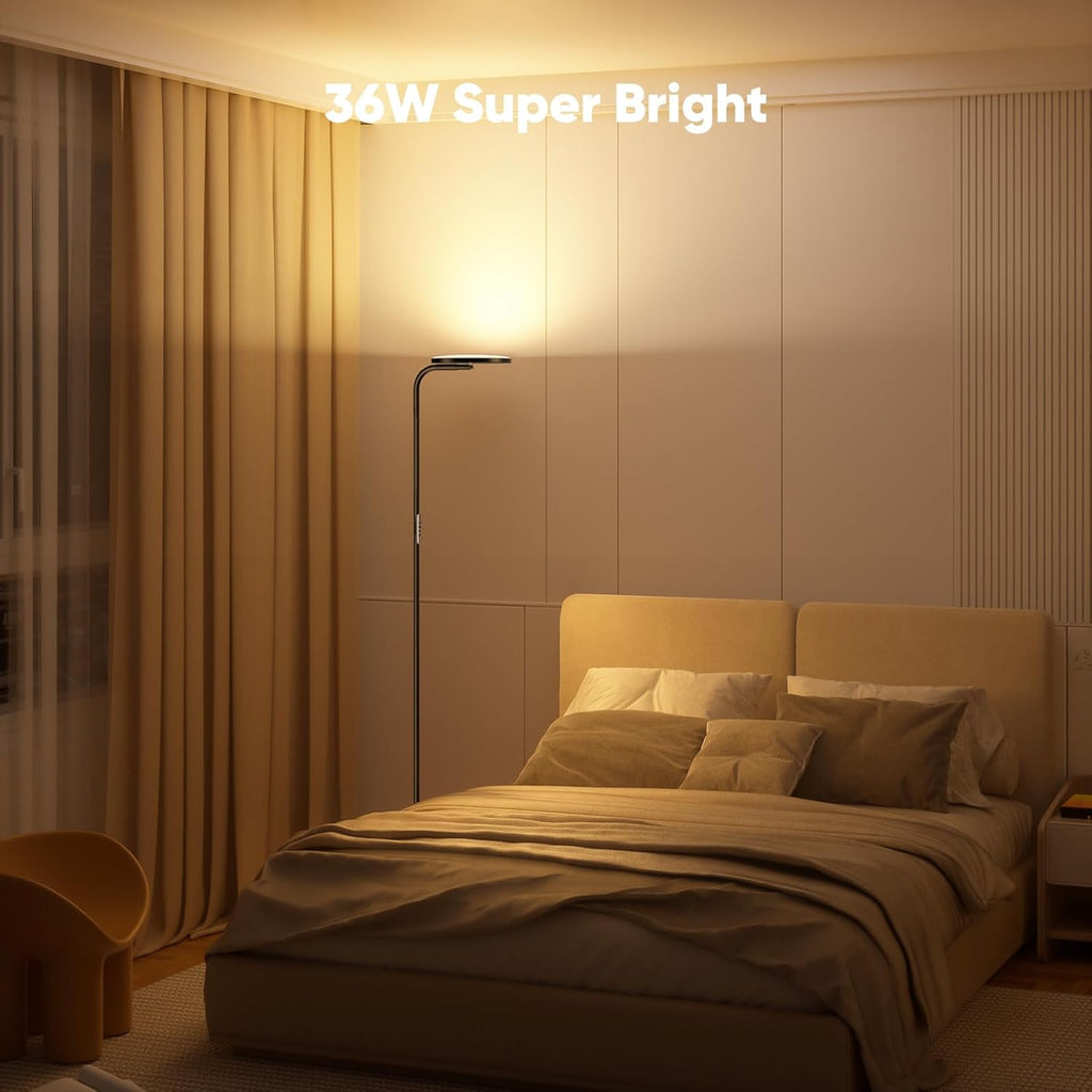 36W LED Floor Lamp, Super Bright Standing Lamp, Modern Stepless Dimmable Torchiere Tall Lamp with Remote Control