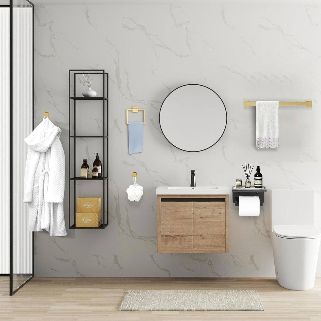 Brushed Gold Towel Bar Set 5 Pieces Bathroom Hardware Accessories Set,Upgraded Toilet Paper Holder with