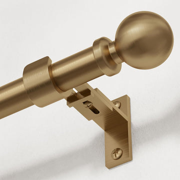 Brass Gold Curtain Rod 34-152 Inch, Brushed Warm Gold Extra Long Antique Bronze Window Treatment Rods, 1 Inch