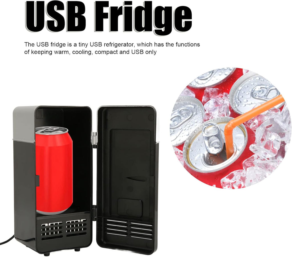 Mini Fridge for Bedroom, Portable Low Noise USB Fridge Cooler Single Can Car Refrigerator for Skincare, Beverage, Food