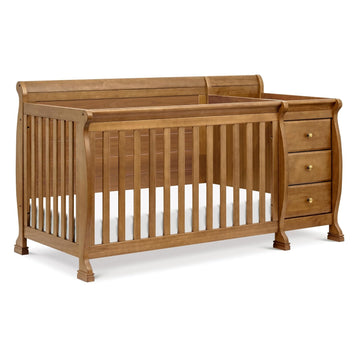Kalani 4-in-1 Convertible Crib and Changer Combo in Chestnut | GREENGUARD Gold Certified, Converts to Toddler Bed