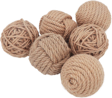 Orbs Decorative Balls 2.8" Assorted Jute Rope Spheres Orbs Rustic Decorative Balls for Centerpiece Bowl - Set of 6