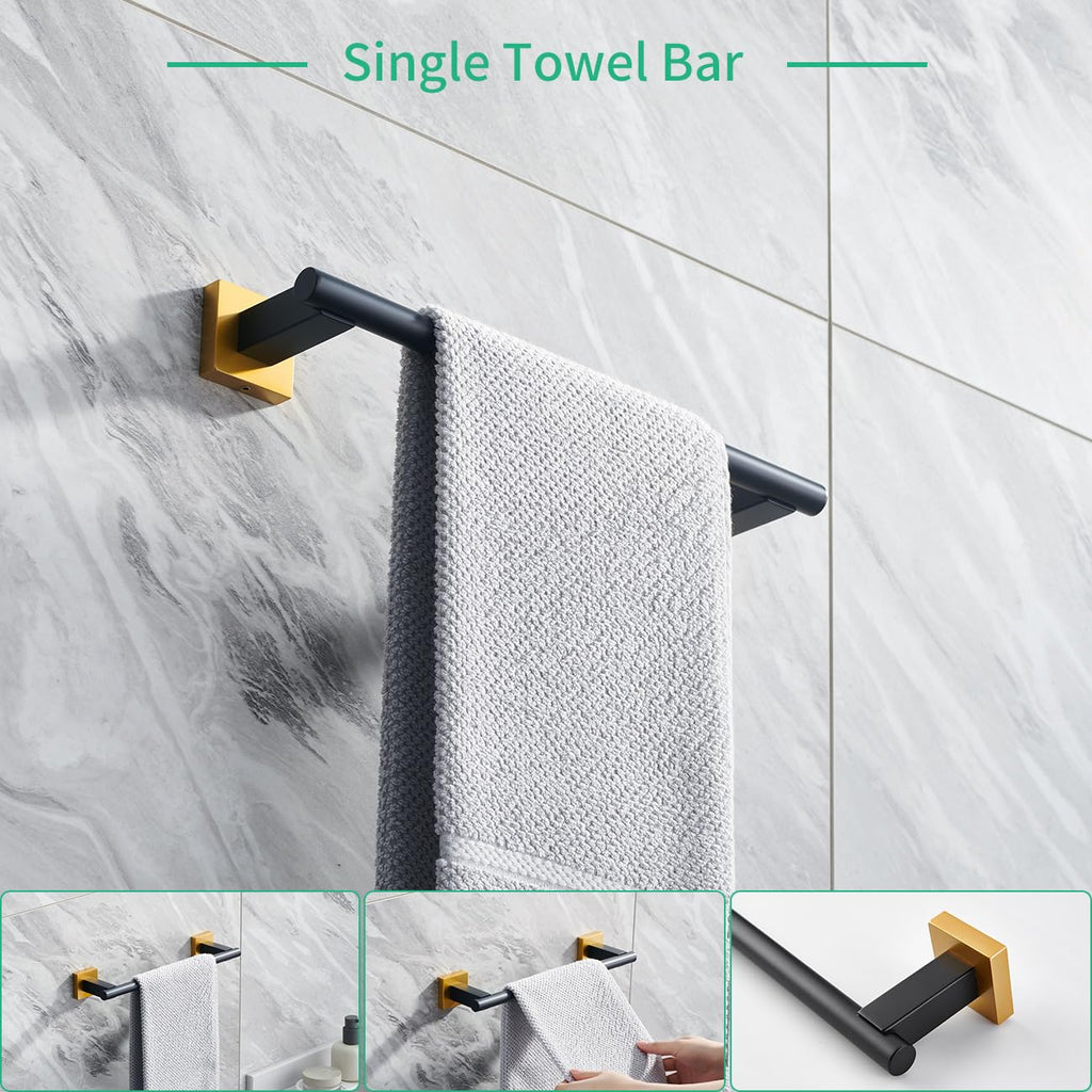 4-Piece Bathroom Hardware Kit Set Stainless Steel Wall Mount - Includes Double Towel Bar, Hand Towel Rack, Toilet