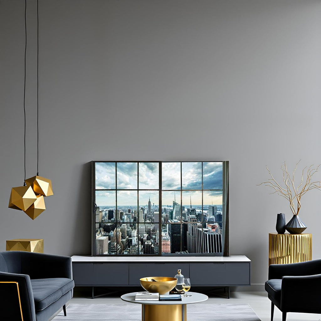 Large Manhattan New York City Skyline Canvas Prints Cityscape from Window Picture Photography Canvas Art with Inner