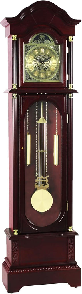 Traditional Floor Standing Grandfather Clock, 72-inch, Cherry Finish, Metal Dial with Roman Numerals, Westminster Chime, 19.25W x 71.63H...