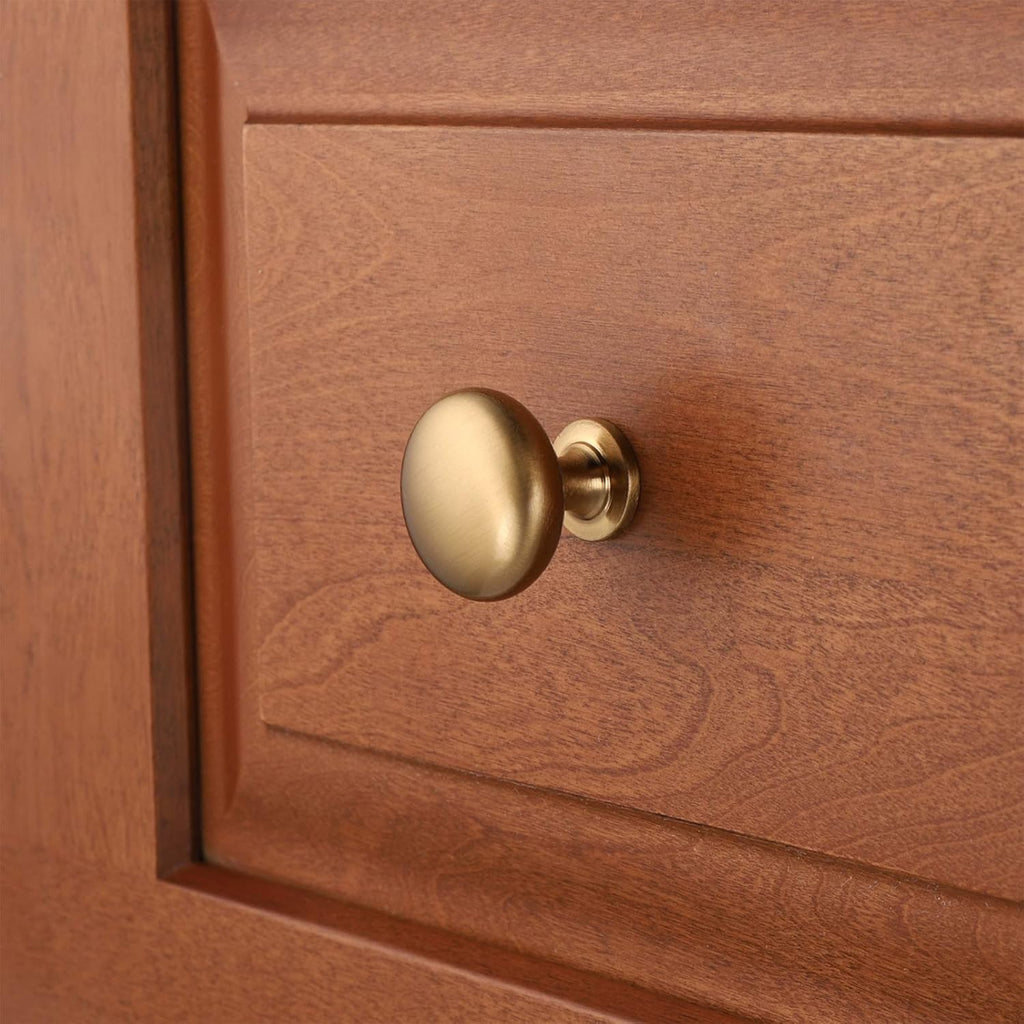 Aged Brass Knobs 12 Pack, Solid Warm Gold Cabinet Knobs, Antique Brass Drawer Knobs, Champagne Bronze Kitchen Cabinet