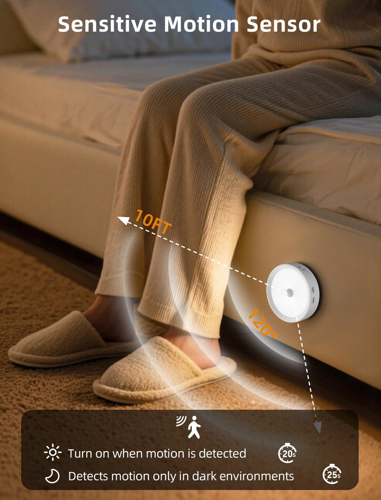 6PACK Rechargeable Puck Lights with Remote Motion Sensor Light indoor White