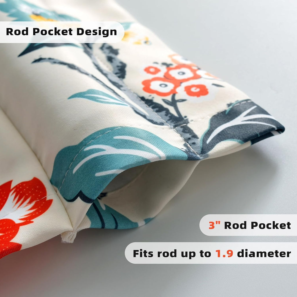 Ada Botanical Print Lined Flower Leaf Thermal Insulated Window Valance Rod Pocket by Plus