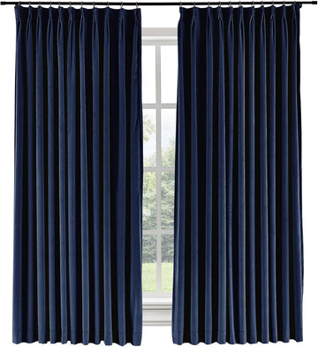 Soft Velvet Curtains Pinch Pleated Velvet Textured Drapes Panels for Bedroom Meetingroom Club Theater Living Room