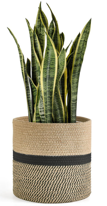 Plant Basket Indoor for 10 inch Pot Woven Jute Planter, Black