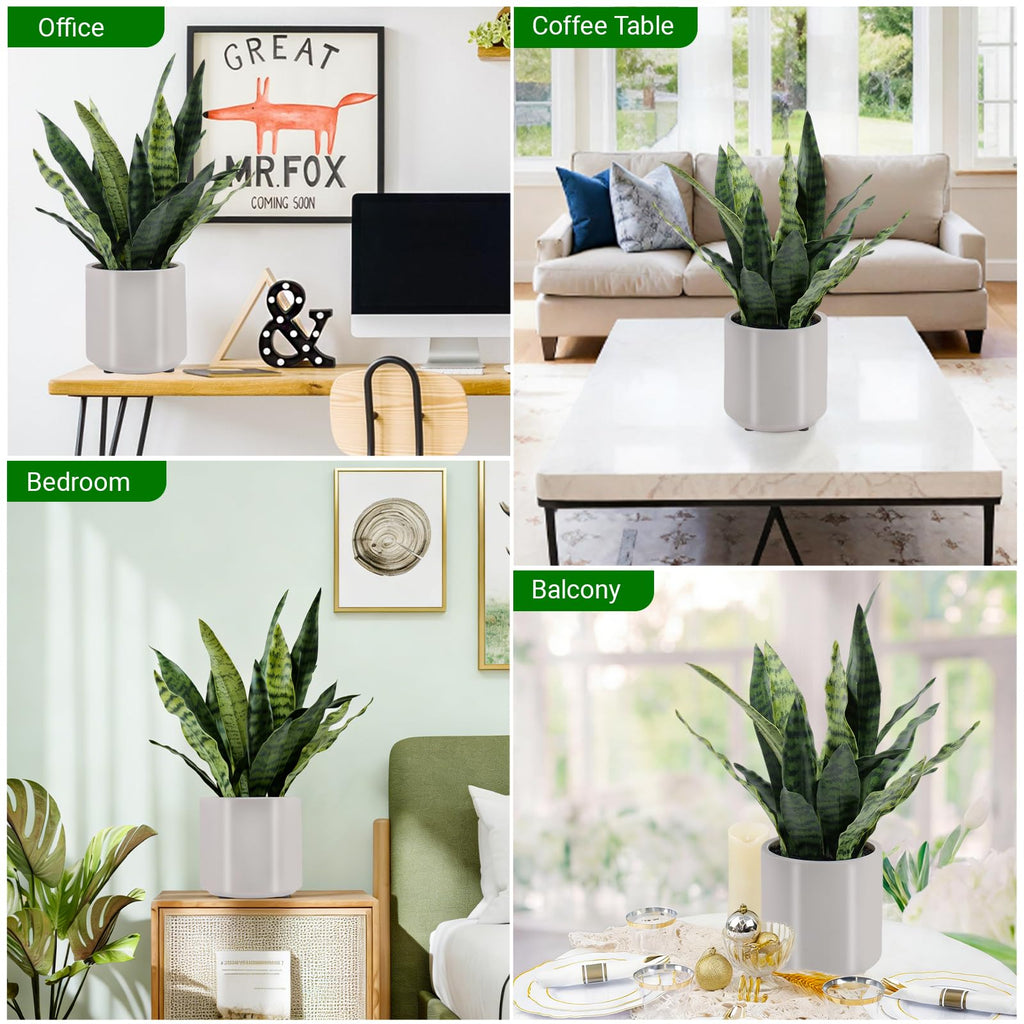 Faux Snake Plant 22" Tall, Realistic Touch Leaves, Potted Artificial Plants Indoor Decor Small Office Home Living Room