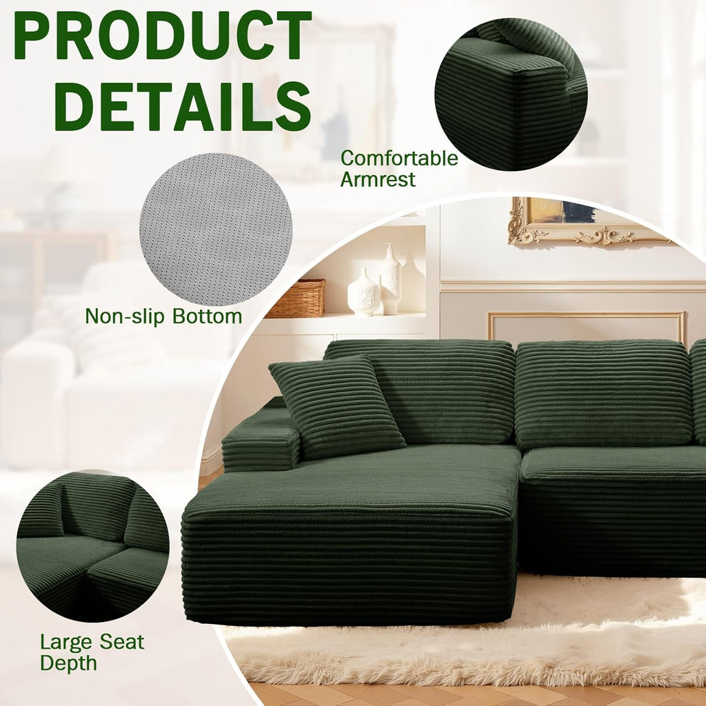 109.4” Modular Sectional Sofa, Convertible Sofa Bed, No Assembly Required Cloud Couch with Deep Seat