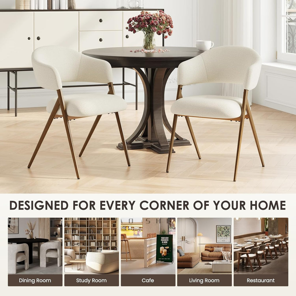 Dining Chairs Set of 2, Modern Fabric Upholstered Dining Room Kitchen Side Chairs with Iron Legs