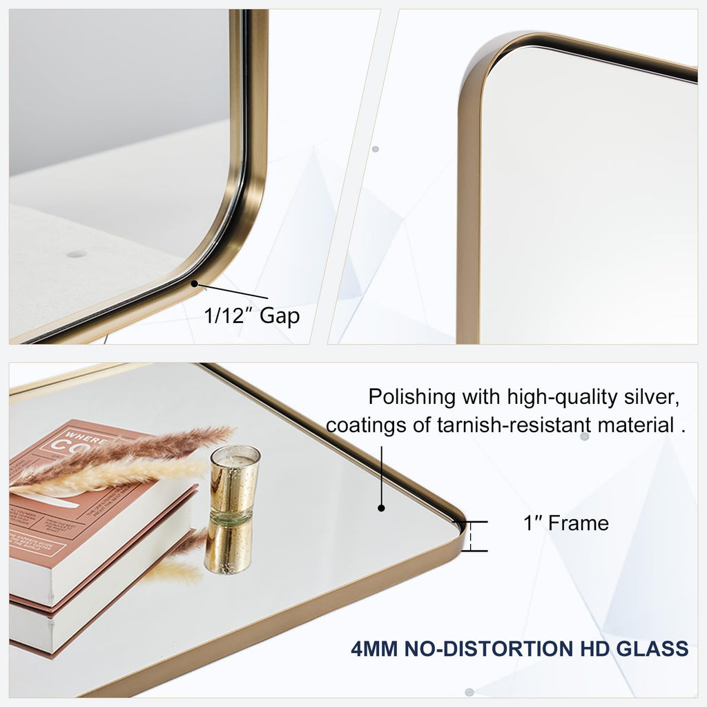 30x55 Inch Brushed Champagne Bronze Rectangular Bathroom Mirror