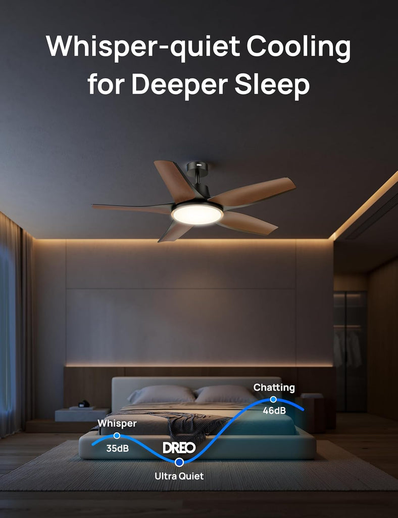 Smart Ceiling Fans with Lights, Low Profile Ceiling Fan with Alexa/App, 52'' Dimmable Lighting & Color Tuning
