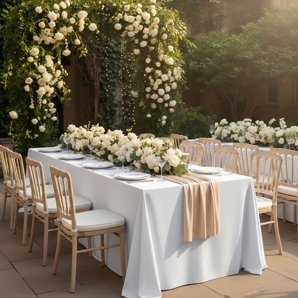 6 Pack White Table Cloths 70x120 Inch for 6-8 Ft Rectangle Tables