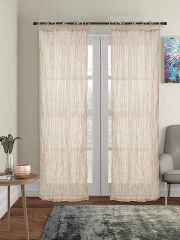 Crinkle Sheer Curtains 84 inch Long 2 Panels Set Light Filtering Rod Pocket Curtain Set for Door Panel Living Room